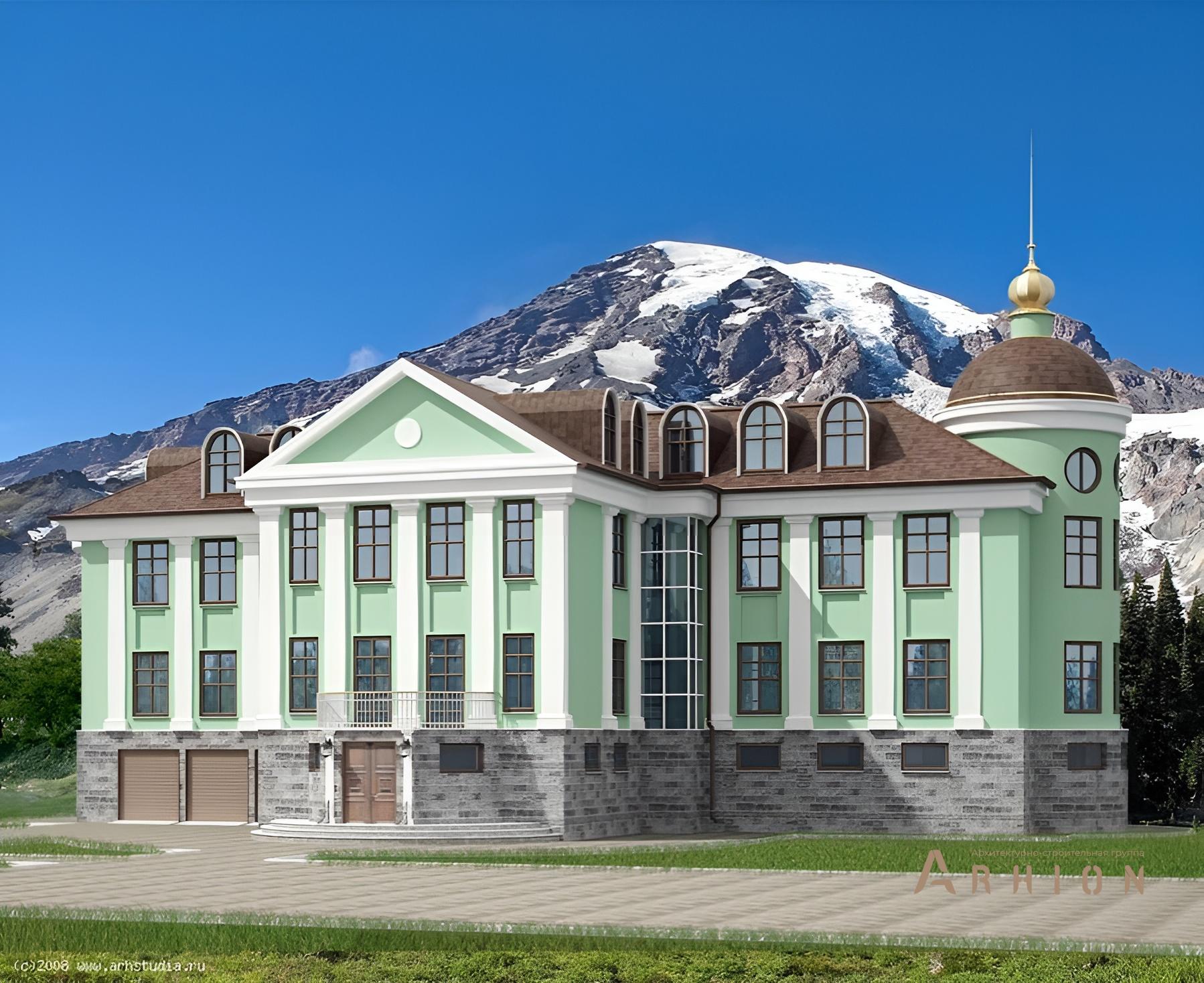 2. Проект трехэтажного дома в дворцовом стиле с многоскатной кровлей, 35-45, площадью - 863 кв c мансардой, сауной, балконом, эркером, вторым светом